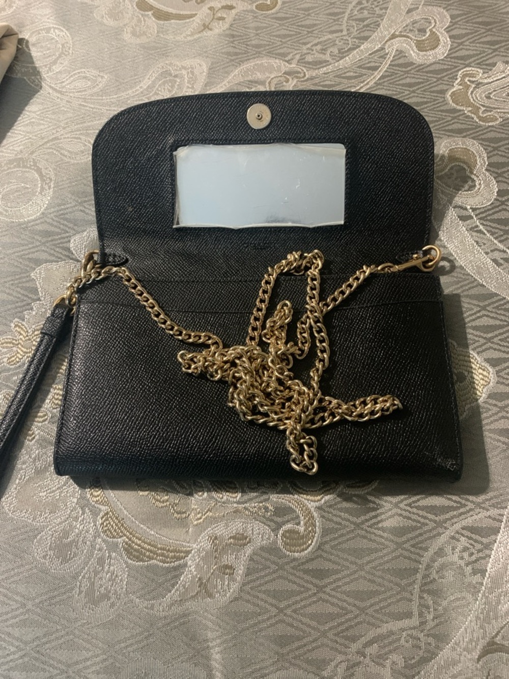 Coach Black Leather Wristlet/Crossbody with Gold Logo - Picture 4 of 7